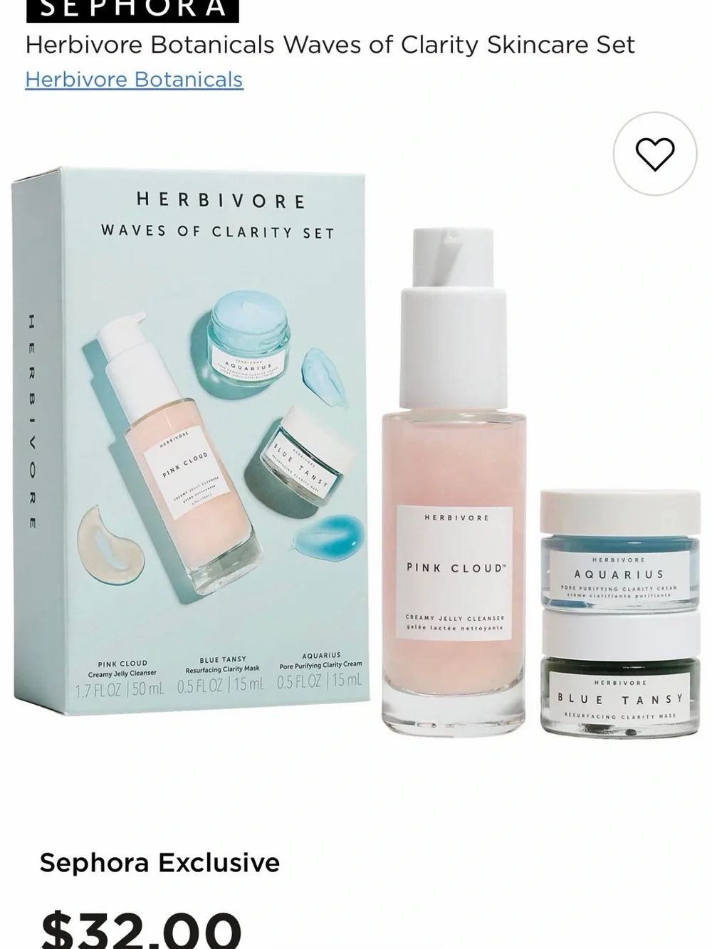 Herbivore Waves of Clarity skincare Set of 3